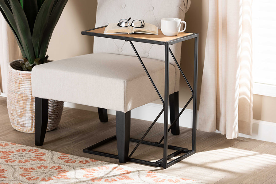 Baxton Studio Johan Modern Industrial Walnut Brown Finished Wood and Black Finished Metal C End Table | Modishstore | End Tables