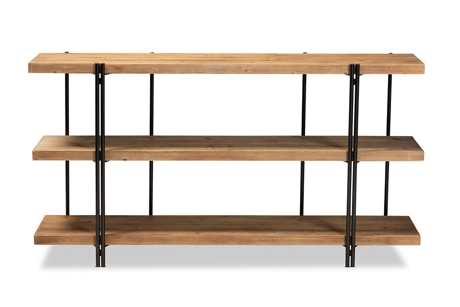 Baxton Studio Tarah Modern Rustic and Industrial Natural Brown Finished Wood and Black Finished Metal Console Table | Console Tables | Modishstore - 6