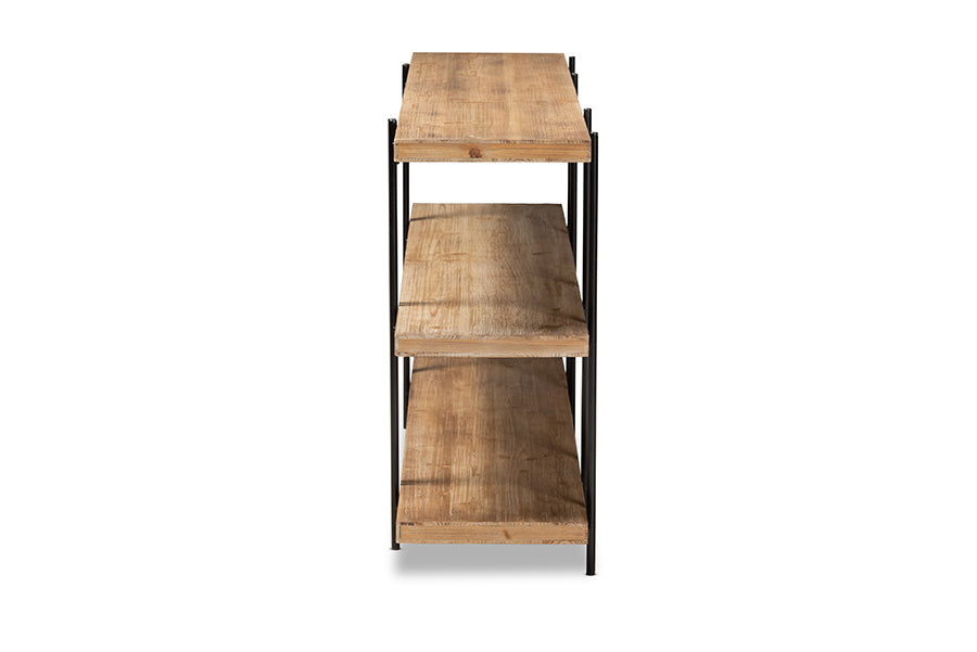 Baxton Studio Tarah Modern Rustic and Industrial Natural Brown Finished Wood and Black Finished Metal Console Table | Console Tables | Modishstore - 5