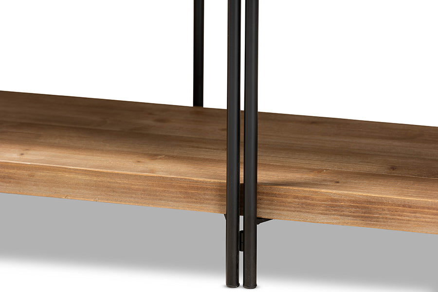 Baxton Studio Tarah Modern Rustic and Industrial Natural Brown Finished Wood and Black Finished Metal Console Table | Console Tables | Modishstore - 3