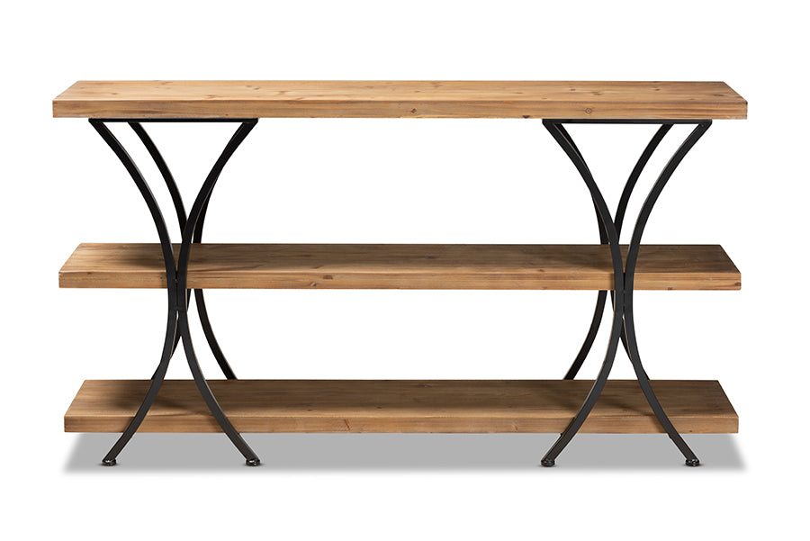 Baxton Studio Terrell Modern Rustic and Industrial Natural Brown Finished Wood and Black Finished Metal Console Table | Console Tables | Modishstore - 6