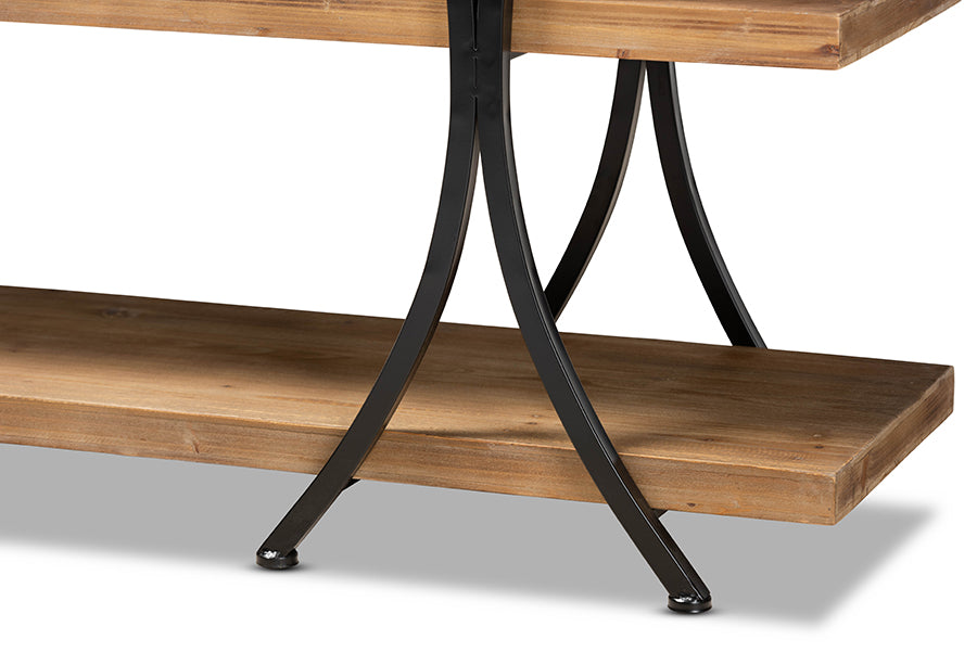 Baxton Studio Terrell Modern Rustic and Industrial Natural Brown Finished Wood and Black Finished Metal Console Table | Console Tables | Modishstore - 4