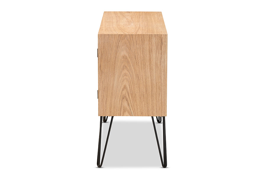 Baxton Studio Denali Modern and Contemporary Two-Tone Walnut Brown and Black Finished Wood and Metal Storage Cabinet | Cabinets | Modishstore - 6