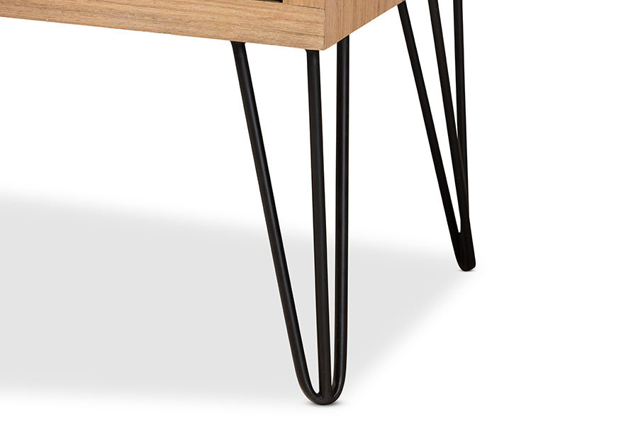 Baxton Studio Denali Modern and Contemporary Two-Tone Walnut Brown and Black Finished Wood and Metal Storage Cabinet | Cabinets | Modishstore - 4