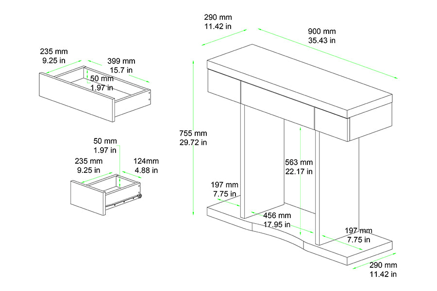Baxton Studio Otis Modern and Contemporary Oak Brown Finished Wood 3-Drawer Console Table | Console Tables | Modishstore - 9