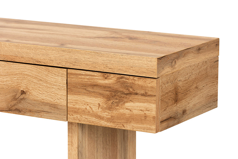 Baxton Studio Otis Modern and Contemporary Oak Brown Finished Wood 3-Drawer Console Table | Console Tables | Modishstore - 5