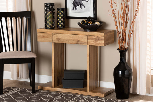 Baxton Studio Otis Modern and Contemporary Oak Brown Finished Wood 3-Drawer Console Table | Console Tables | Modishstore
