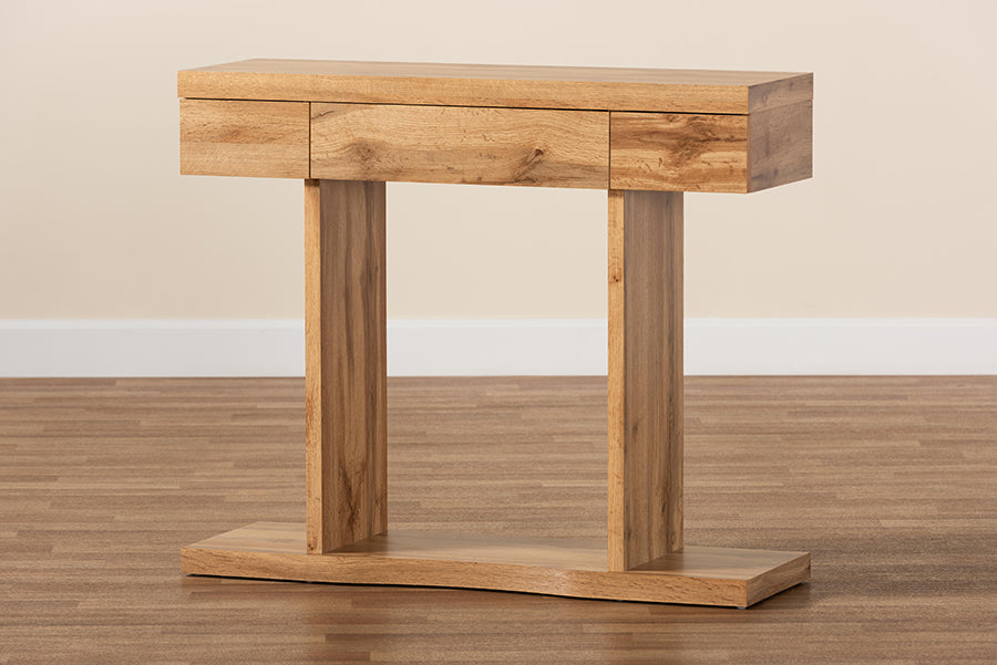 Baxton Studio Otis Modern and Contemporary Oak Brown Finished Wood 3-Drawer Console Table | Console Tables | Modishstore - 3