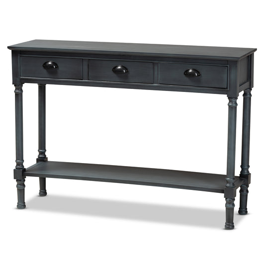 Baxton Studio Garvey French Provincial Grey Finished Wood 3-Drawer Entryway Console Table | Console Tables | Modishstore