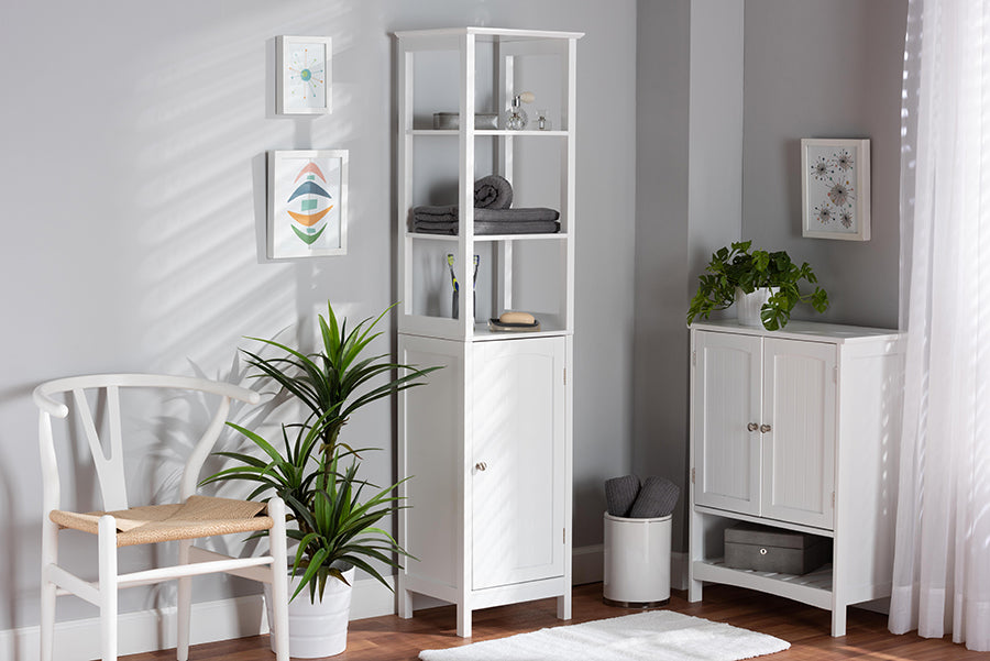 baxton studio beltran modern and contemporary white finished wood bathroom storage cabinet | Modish Furniture Store-2