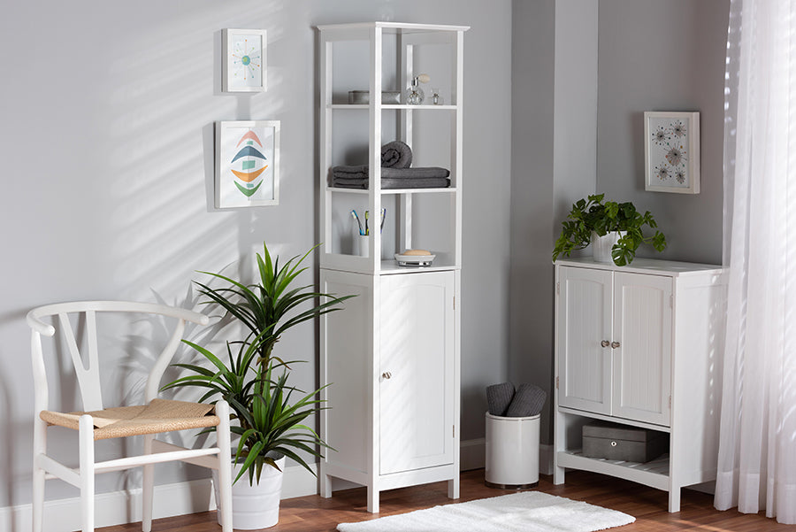 baxton studio beltran modern and contemporary white finished wood bathroom storage cabinet | Modish Furniture Store-3