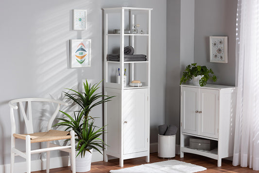 Baxton Studio Beltran Modern and Contemporary White Finished Wood Bathroom Storage Cabinet | Modishstore | Cabinets