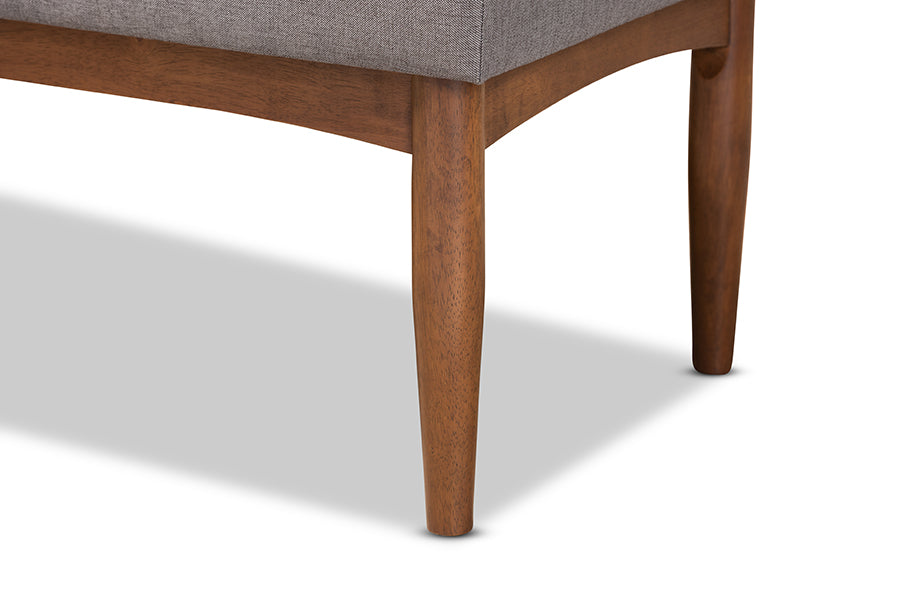 Baxton Studio Sanford Mid-Century Modern Grey Fabric Upholstered and Walnut Brown Finished Wood 4-Piece Dining Nook Set | Dining Sets | Modishstore - 7