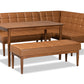 baxton studio sanford mid century modern tan faux leather upholstered and walnut brown finished wood 4 piece dining nook set | Modish Furniture Store-2