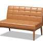 Baxton Studio Sanford Mid-Century Modern Tan Faux Leather Upholstered and Walnut Brown Finished Wood 2-Piece Dining Nook Banquette Set | Dining Sets | Modishstore - 6