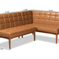 Baxton Studio Sanford Mid-Century Modern Tan Faux Leather Upholstered and Walnut Brown Finished Wood 2-Piece Dining Nook Banquette Set | Dining Sets | Modishstore - 7