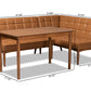 Baxton Studio Sanford Mid-Century Modern Tan Faux Leather Upholstered and Walnut Brown Finished Wood 3-Piece Dining Nook Set | Dining Sets | Modishstore - 3