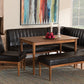 Baxton Studio Daymond Mid-Century Modern Dark Brown Faux Leather Upholstered and Walnut Brown Finished Wood 5-Piece Dining Nook Set | Dining Sets | Modishstore