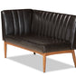 Baxton Studio Daymond Mid-Century Modern Dark Brown Faux Leather Upholstered and Walnut Brown Finished Wood 2-Piece Dining Nook Banquette Set | Dining Sets | Modishstore - 5