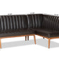 Baxton Studio Daymond Mid-Century Modern Dark Brown Faux Leather Upholstered and Walnut Brown Finished Wood 2-Piece Dining Nook Banquette Set | Dining Sets | Modishstore - 7