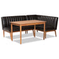 Baxton Studio Daymond Mid-Century Modern Dark Brown Faux Leather Upholstered and Walnut Brown Finished Wood 3-Piece Dining Nook Set | Dining Sets | Modishstore - 2