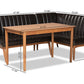 Baxton Studio Daymond Mid-Century Modern Dark Brown Faux Leather Upholstered and Walnut Brown Finished Wood 3-Piece Dining Nook Set | Dining Sets | Modishstore - 3