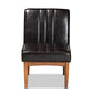 Baxton Studio Daymond Mid-Century Modern Dark Brown Faux Leather Upholstered and Walnut Brown Finished Wood Dining Chair | Modishstore | Dining Chairs - 3