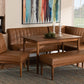 Baxton Studio Daymond Mid-Century Modern Tan Faux Leather Upholstered and Walnut Brown Finished Wood 5-Piece Dining Nook Set | Dining Sets | Modishstore
