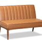 Baxton Studio Daymond Mid-Century Modern Tan Faux Leather Upholstered and Walnut Brown Finished Wood 2-Piece Dining Nook Banquette Set | Dining Sets | Modishstore - 6
