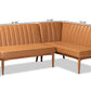 Baxton Studio Daymond Mid-Century Modern Tan Faux Leather Upholstered and Walnut Brown Finished Wood 2-Piece Dining Nook Banquette Set | Dining Sets | Modishstore - 7