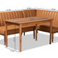 Baxton Studio Daymond Mid-Century Modern Tan Faux Leather Upholstered and Walnut Brown Finished Wood 3-Piece Dining Nook Set | Dining Sets | Modishstore - 3