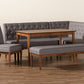 Baxton Studio Riordan Mid-Century Modern Grey Fabric Upholstered and Walnut Brown Finished Wood 5-Piece Dining Nook Set | Dining Sets | Modishstore