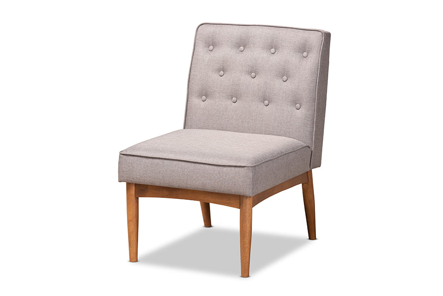 Baxton Studio Riordan Mid-Century Modern Grey Fabric Upholstered and Walnut Brown Finished Wood 5-Piece Dining Nook Set | Dining Sets | Modishstore - 7