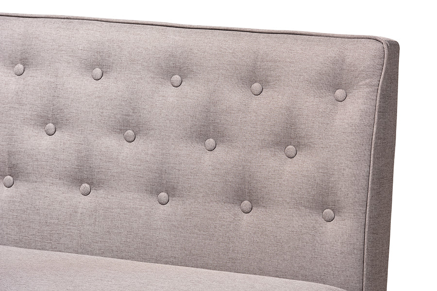 Baxton Studio Riordan Mid-Century Modern Grey Fabric Upholstered and Walnut Brown Finished Wood 2-Piece Dining Nook Banquette Set | Dining Sets | Modishstore - 4