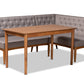 baxton studio riordan mid century modern grey fabric upholstered and walnut brown finished wood 3 piece dining nook set | Modish Furniture Store-2