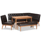 Baxton Studio Riordan Mid-Century Modern Dark Brown Faux Leather Upholstered and Walnut Brown Finished Wood 5-Piece Dining Nook Set | Dining Sets | Modishstore - 2