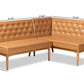 Baxton Studio Riordan Mid-Century Modern Tan Faux Leather Upholstered and Walnut Brown Finished Wood 2-Piece Dining Nook Banquette Set | Dining Sets | Modishstore - 7