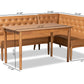 Baxton Studio Riordan Mid-Century Modern Tan Faux Leather Upholstered and Walnut Brown Finished Wood 3-Piece Dining Nook Set | Dining Sets | Modishstore - 4