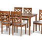 baxton studio ramiro modern and contemporary grey fabric upholstered and walnut brown finished wood 7 piece dining set | Modish Furniture Store-2