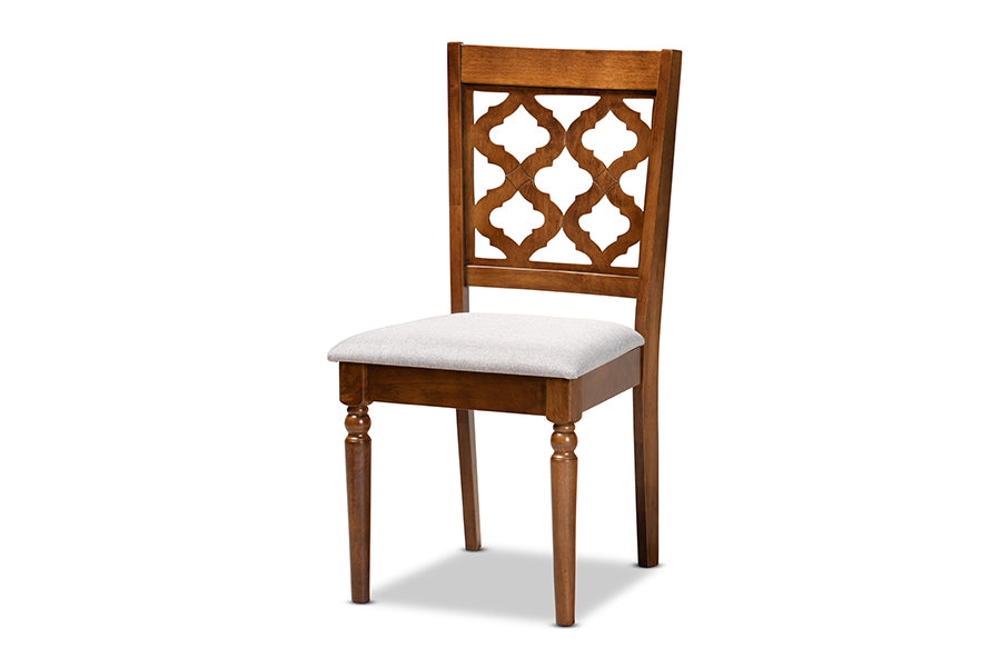 baxton studio ramiro modern and contemporary grey fabric upholstered and walnut brown finished wood 7 piece dining set | Modish Furniture Store-3