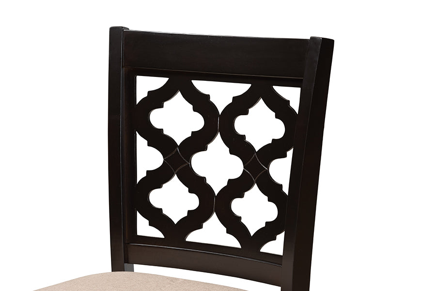 Baxton Studio Ramiro Modern and Contemporary Transitional Sand Fabric Upholstered and Dark Brown Finished Wood 2-Piece Counter Stool Set | Counter Stools | Modishstore - 4