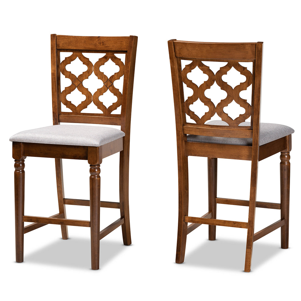 Baxton Studio Ramiro Modern and Contemporary Transitional Sand Fabric Upholstered and Dark Brown Finished Wood 2-Piece Counter Stool Set | Counter Stools | Modishstore - 8