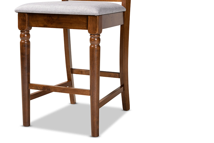 Baxton Studio Ramiro Modern and Contemporary Transitional Grey Fabric Upholstered and Walnut Brown Finished Wood 5-Piece Pub Set | Dining Sets | Modishstore - 4