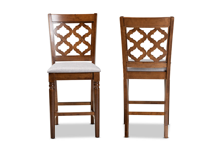 Baxton Studio Ramiro Modern and Contemporary Transitional Sand Fabric Upholstered and Dark Brown Finished Wood 2-Piece Counter Stool Set | Counter Stools | Modishstore - 13