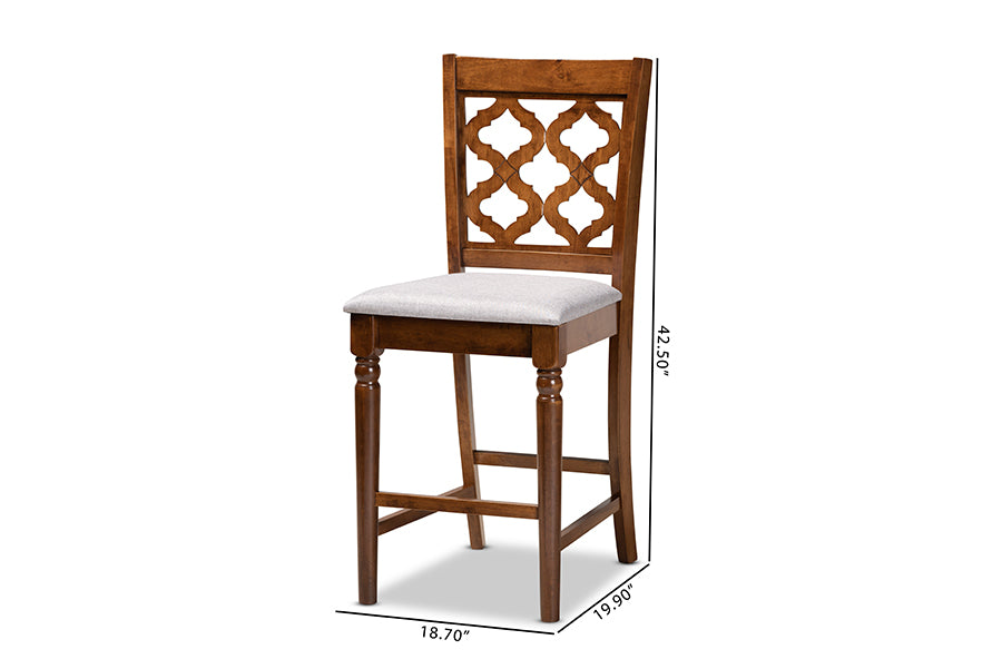 Baxton Studio Ramiro Modern and Contemporary Transitional Sand Fabric Upholstered and Dark Brown Finished Wood 2-Piece Counter Stool Set | Counter Stools | Modishstore - 14