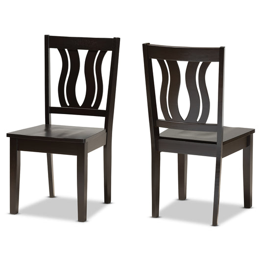 Baxton Studio Fenton Modern and Contemporary Transitional Dark Brown Finished Wood 2-Piece Dining Chair Set | Dining Chairs | Modishstore