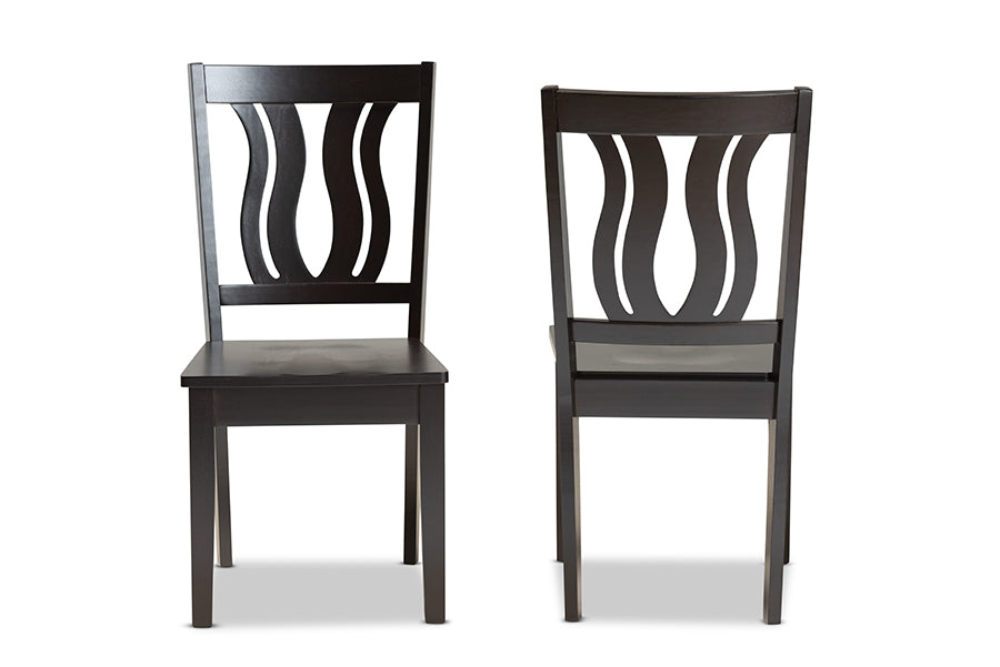 Baxton Studio Fenton Modern and Contemporary Transitional Dark Brown Finished Wood 2-Piece Dining Chair Set | Dining Chairs | Modishstore - 6