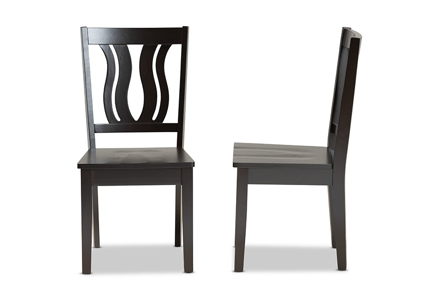 Baxton Studio Fenton Modern and Contemporary Transitional Dark Brown Finished Wood 2-Piece Dining Chair Set | Dining Chairs | Modishstore - 5