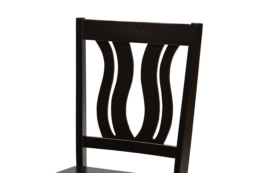 Baxton Studio Fenton Modern and Contemporary Transitional Dark Brown Finished Wood 2-Piece Dining Chair Set | Dining Chairs | Modishstore - 4