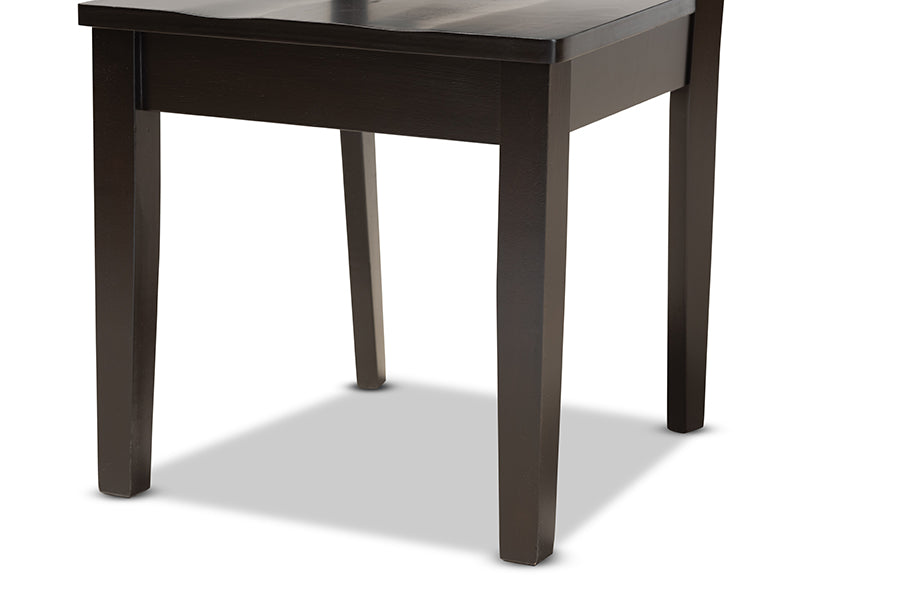 Baxton Studio Fenton Modern and Contemporary Transitional Dark Brown Finished Wood 2-Piece Dining Chair Set | Dining Chairs | Modishstore - 3